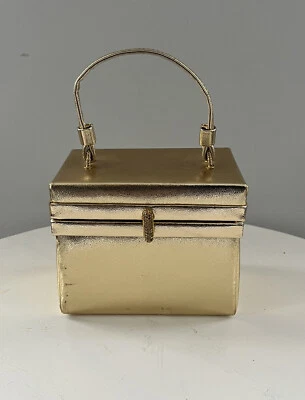 Vintage 50's H L Harry Levine Gold Lame Box purse evening bag handbag pocketbook - Image 1 of 4
