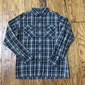Kuhl Men's Medium M Dillinger Flannel Shirt Tencel Cotton Blend Gray White Plaid - Picture 1 of 12