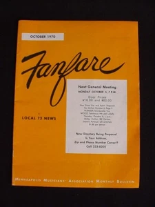 Minneapolis Musicians Association FANFARE 1970 MMA Local 73 Union News WDGY  - Bild 1 von 2