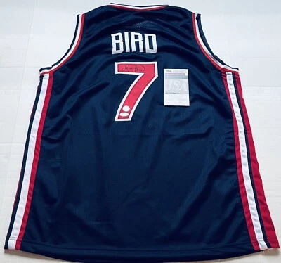 Larry Bird Celtics Dream Team signed Custom jersey JSA Witnessed & Bird Hologram - Image 1 of 4