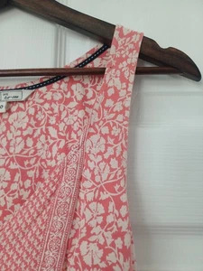 Fatface Sz 10 Dress Pink Coral Blush White Floral Sleeveless V-Neck Tie Back - Picture 1 of 11