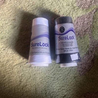 2 Cones SureLock Serger Thread by Talon  3000 yds Black And White NEW - Image 1 of 4