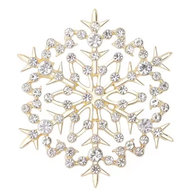 Brillante Broche Copo de Nieve Navidad Estrás Oro Prendedor Vacaciones Invierno Joyería Regalo Foto 1 de 4
