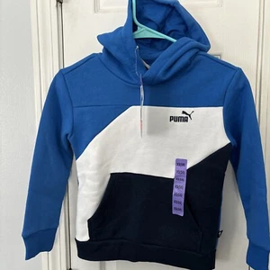 Puma Youth Fleece Pullover Hoodie Sweatshirt Blue Size XS 5/6 NWT - Picture 1 of 7