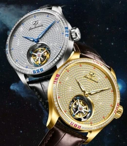 480pcs Full Diamond Dial Tourbillon Men's Luxury Automatic 50M Waterproof Watch - Picture 1 of 13