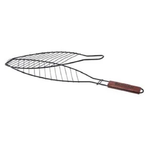 Vaggan Barbeque Non Stick Fish Grill with Wood Handle BBQ 15 x 5.5 Inch - Picture 1 of 1