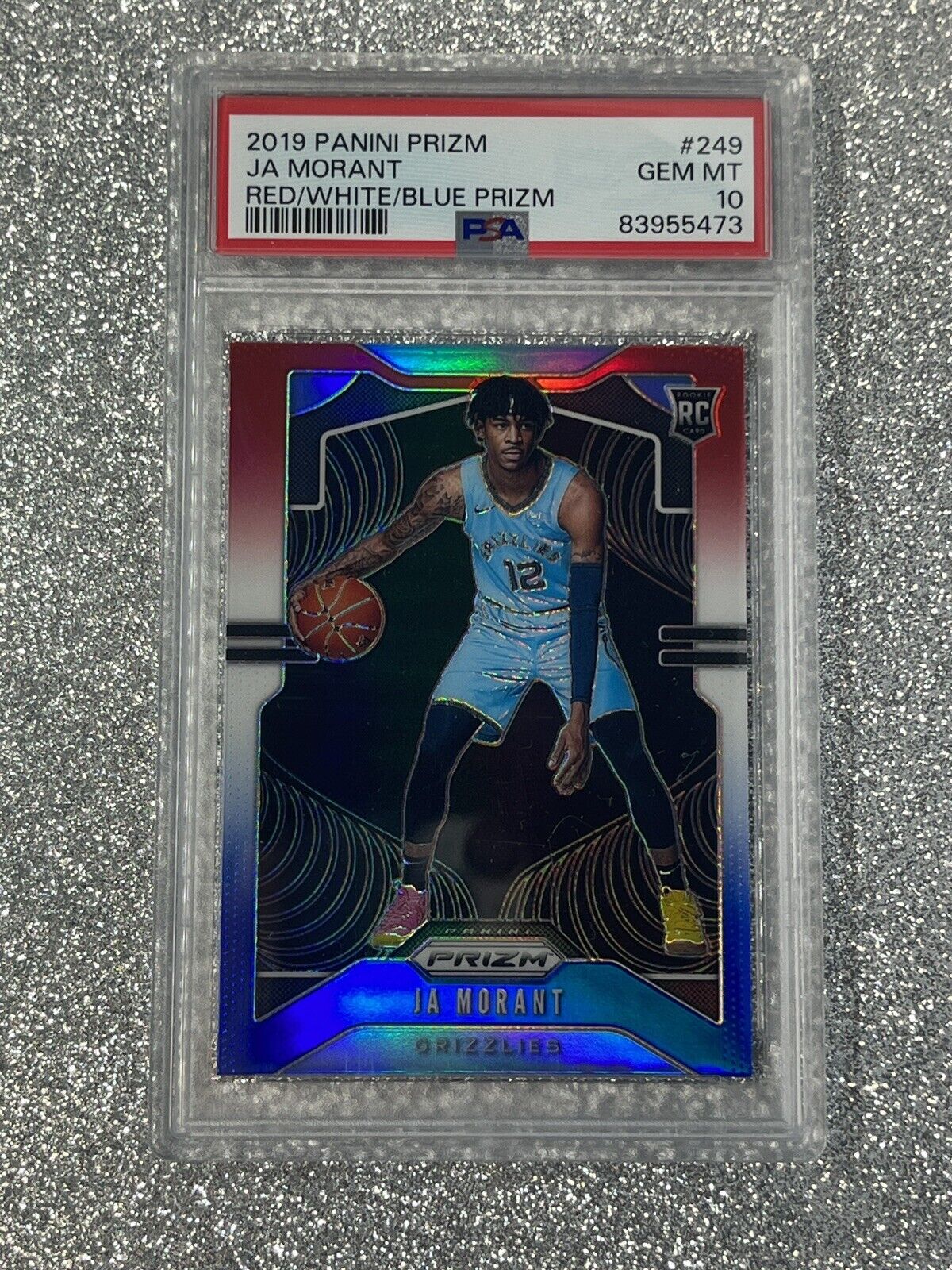 2019-20 Panini Prizm #249 Ja Morant Red White Blue RWB RC Rookie PSA 10🔥