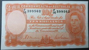 AUSTRALIA Britain 10 shillings 1939 VF/XF Sheehan & McFarlane George VI #P25a - Picture 1 of 2