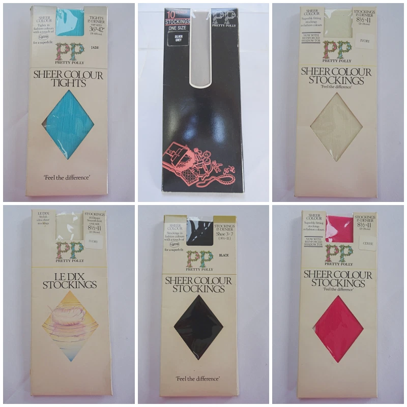 Vintage 1980s Stockings Tights Pretty Polly Sheer Colour Le Dix Ladies Unworn