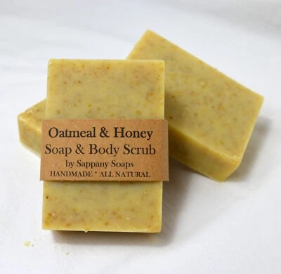 Handmade Honey oat Oatmeal Soap cold process organic ingredients natural scrub