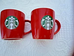 NEW 2 Red STARBUCKS Coffee Mugs 12 fl oz - Picture 1 of 4