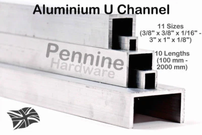 *ALUMINIUM U CHANNEL 11 Sizes from UK Trade Metal Supplier Band Saw Cut - Image 1 of 4