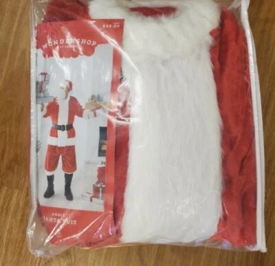 Traje de Papá Noel adulto chaqueta, pantalones, cubrebotas, barba, sombrero, cinturón Wondershop Target Foto 1 de 4