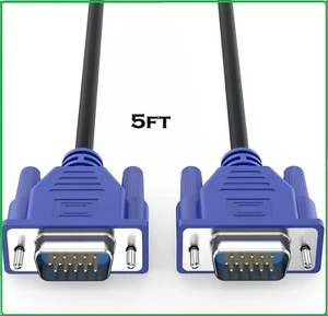 Fast Shipping!! 5FT VGA SVGA Cable Adapter Male to Male LCD PC TV - Picture 1 of 7