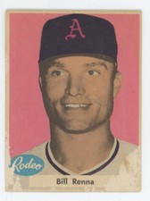 1955 Rodeo Meats Baseball BILL RENNA Kansas City A's Dark Pink Variation