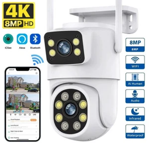 4K 8MP PTZ WIFI Camera Dual Lens Dual Screen IP Camera Outdoor 4MP HD Auto Track - Picture 1 of 20