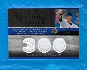 TOM GLAVINE 2008 CUBIERTA SUPERIOR MATERIALES HITOS TRIPLE 300 CARRERA ¡GANADOR CORTE! ¡! - Imagen 1 de 2
