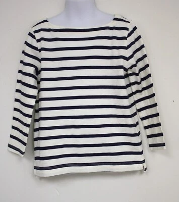 Camisa J Crew Crewcuts Manga Larga Niñas Algodón Blanco con Tiras Azules Foto 1 de 4