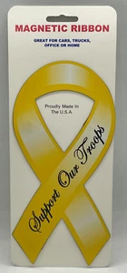 Support Our Troops Yellow Ribbon 8"x 3.75" Magnet - Picture 1 of 2