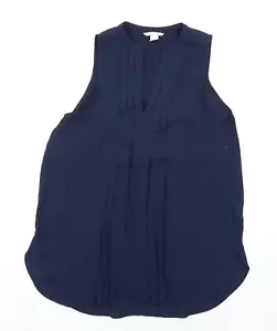 H&M Womens Blue Polyester Blend Blouse Size 10 V-Neck  Pleated - Picture 1 of 10