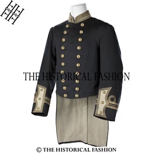 Uniforme Naval Real Negro Lana 1877 British Royal Navy Chaqueta Hombres Abrigo - Imagen 1 de 3