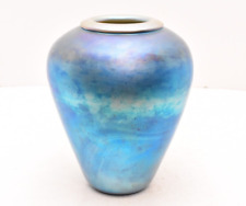 John Cook Signed Iridescent Phoenix Studio Art Glass Vase Aurene 7.5" Vase