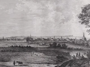 VUE CHARLEVILLE SAVARD NEE EAU FORTE ARDENNES XVIIIe SIECLE RIMBAUD GRAVURE - Foto 1 di 3