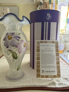 George Fenton 2003 Heirloom Optics Vase Opalescent Swirl. Bemalt von M. Kibbe. - Bild 1 von 9