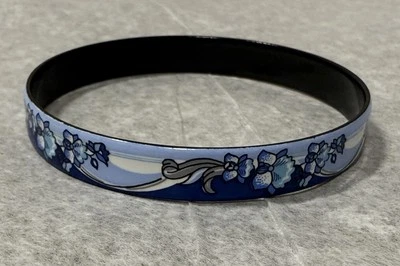 MICHAELA FREY Bangle Bracelet Enamel Blue White Floral? VINTAGE Austria Signed - Image 1 of 4