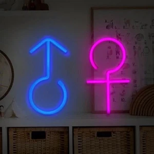 Beleuchtetes Geschlecht Toilette Schild Business LED Neon Badezimmer Schilder USB/Batterie  - Bild 1 von 4