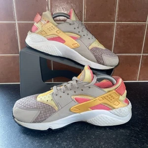 Nike Air Huarache grey pink yellow ladies uk5 stunning condition - Picture 1 of 11