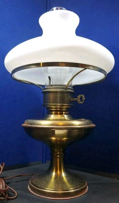 Arandela elétrica vintage bronze furacão lâmpada a óleo GWTW vidro leitoso sombra 3 peças - Imagem 1 de 4