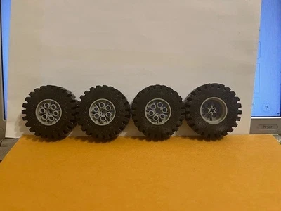 Lego Technic Lot 4  20 x 30 S GREY  Wheel with BLACK Rubber Tire - Image 1 of 3