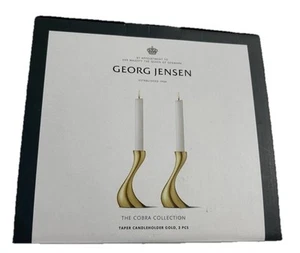 Georg Jensen Cobra Candlestick Pair Gold - Picture 1 of 12