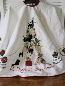 Sleigh Hill Trading Co. 12 Dogs Of Christmas Tree Skirt 54" White Holiday NWOT - Picture 1 of 21