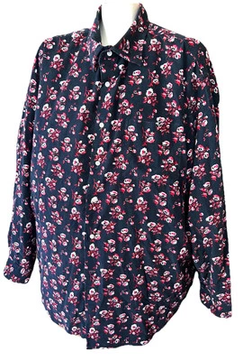 J Daniel Cremieux Shirt Black Red Floral Corduroy Button Up Classic Fit XXL - Image 1 of 3