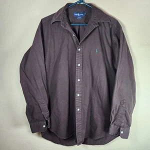 Ralph Lauren camicia con bottoni uomo grande alta media marrone tinta unita western casual - Foto 1 di 7
