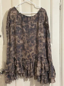 ππAll Saints Xanthi Leopard Print Smock SILK Dress Oversize UK 14 - Picture 1 of 4