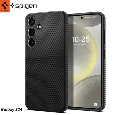 Spigen Handyhülle für Galaxy S24 Case Futeral Cover Tasche Mattschwarz