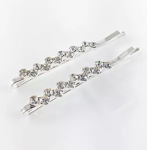 USA Bobby Pin Rhinestone Crystal Hair Clip Hairpin Jeweled Pretty Silver B27 - Picture 1 of 5