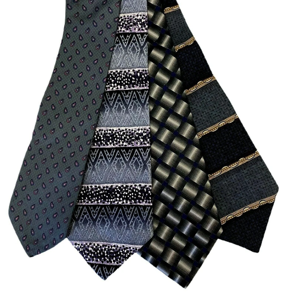 Mens Necktie Lot Executive Silk Designer Suit Fashion Accessory Gray Office Work - Image 1 of 4