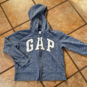 Gap Kids Full Zip Hoodie Blue & White Logo hearts Girls Size 12 X-Large - Picture 1 of 5