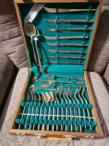 James Jewellers Bronzeware Flatware Cutlery Wood Box Thailand - 31 Pieces (B) - Picture 1 of 7