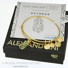 Alex and Ani Gold Tone Bangle Bracelet UNICEF Charity by Design Octopus Ew8