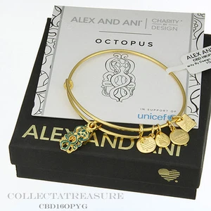 Brazalete Auténtico Alex and Ani Pulpo Unicef Oro Amarillo  - Imagen 1 de 1