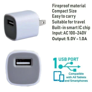 USB Power Adapter Wall Charger 5V, 5W Power Adapter Universal White - Picture 1 of 7