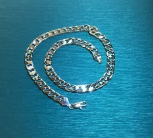 Exclusive! SG1008 No Colour Fade! 18K White Gold Protected Curb Chain Necklace - Picture 1 of 6