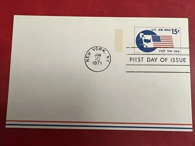 June 10, 1971 FIRST DAY COVER 15 Cents US AIR MAIL POSTCARD FDC No Cachet - Image 1 of 4