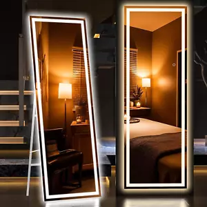 Full Length Mirror with Lights, 65" X 20" LED Floor Mirror, Full Body Dressing S - Picture 1 of 8