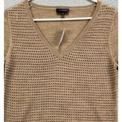 Suéter para mujer The Limited pequeño tostado mezcla de lana merino cuello en V tejido suéter NUEVO Foto 1 de 4